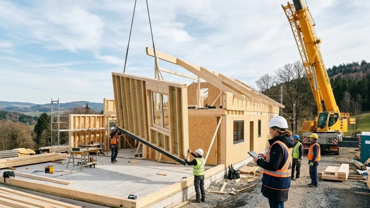 Architekt übernimmt die Bauleitung nach HOAI-Leistungsphase 8 auf der Fertighaus-Baustelle