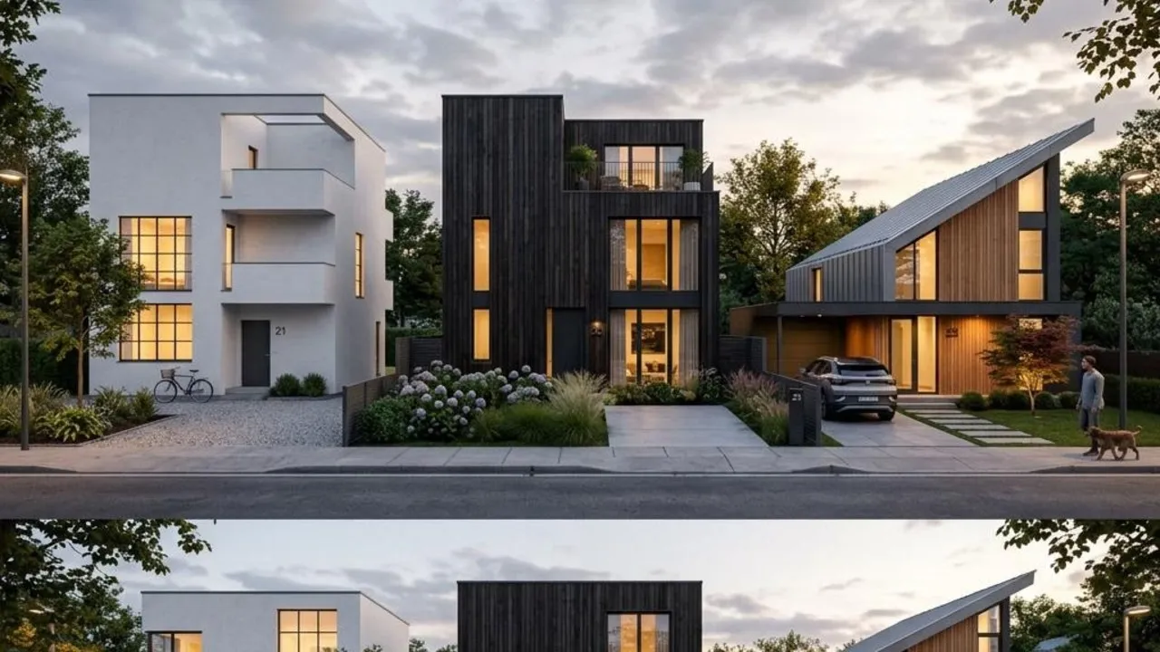 Modernes Architektenhaus mit klaren Linien und großen Fensterflächen als Beispiel für aktuelle Architektenhaus-Stile